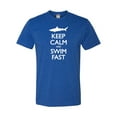 thumbnail image 1 of Adult Keep Calm And Swim Fast Funny Shark Lovers Deluxe T-Shirt, 1 of 1