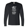 thumbnail image 1 of Adult Keep Calm And Swim Fast Funny Shark Lovers Long Sleeve T-Shirt, 1 of 1