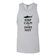 thumbnail image 1 of Adult Keep Calm And Swim Fast Funny Shark Lovers Sleeveless Tank Top Cotton T-Shirt, 1 of 1