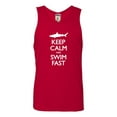 thumbnail image 1 of Adult Keep Calm And Swim Fast Funny Shark Lovers Sleeveless Tank Top Cotton T-Shirt, 1 of 1