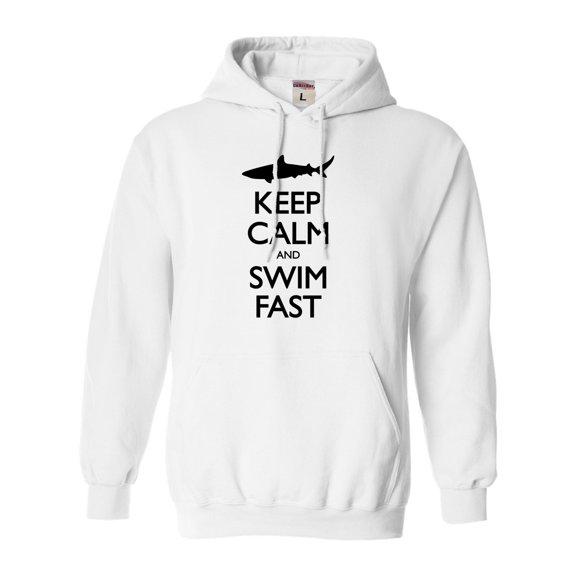 Adult Keep Calm And Swim Fast Funny Shark Lovers Sweatshirt Hoodie