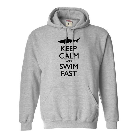 Adult Keep Calm And Swim Fast Funny Shark Lovers Sweatshirt Hoodie