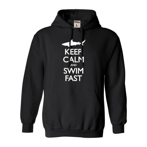 Adult Keep Calm And Swim Fast Funny Shark Lovers Sweatshirt Hoodie