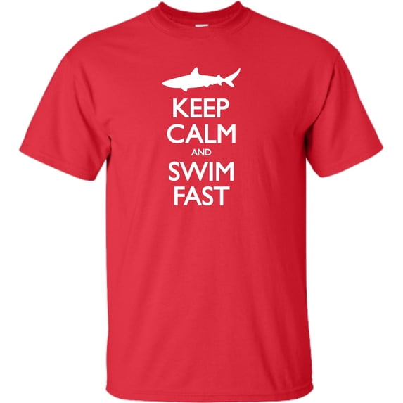 Adult Keep Calm And Swim Fast Funny Shark Lovers T-Shirt