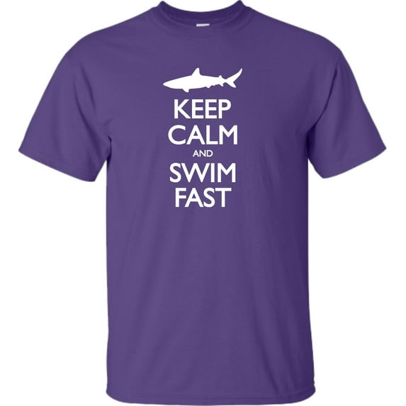 Adult Keep Calm And Swim Fast Funny Shark Lovers T-Shirt