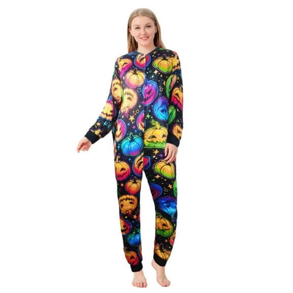 Adult Kids Family Matching Sets Halloween Pumpkin Parent-Child Jumpsuit Pajamas Set Holiday Party