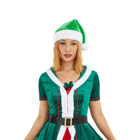 Adult Kids Short Plush Christmas Hat Thicken Assorted Colors Santa Claus Cap for Christmas New Year Party Holiday Gifts