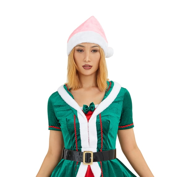 Adult Kids Short Plush Christmas Hat Thicken Assorted Colors Santa Claus Cap for Christmas New Year Party Holiday Gifts