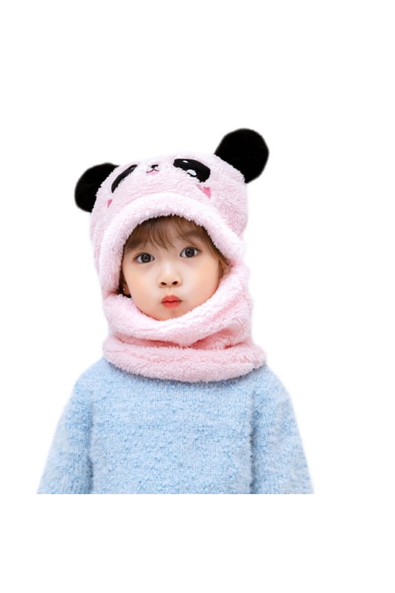 Adult Kids Winter Fuzzy Plush Balaclava Hat Cartoon Panda Rabbit Animal Thick Windproof Full Cover Earflap Hood Cap Neck Warmer Scarf