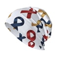 thumbnail image 1 of Adult Knitted Cap 11 X 10.6 In Two-Layer Design Breathable Light Dry And Easy Care Covering All Antiskid Anti-Wrinkle Cancer Awareness Ribbon Pattern - Metallic Elegance (1), 1 of 8