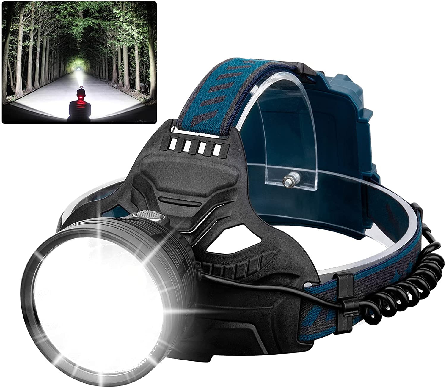 FunCu·K Rechargeable Headlamp, 90000 Lumens Super Bright LED