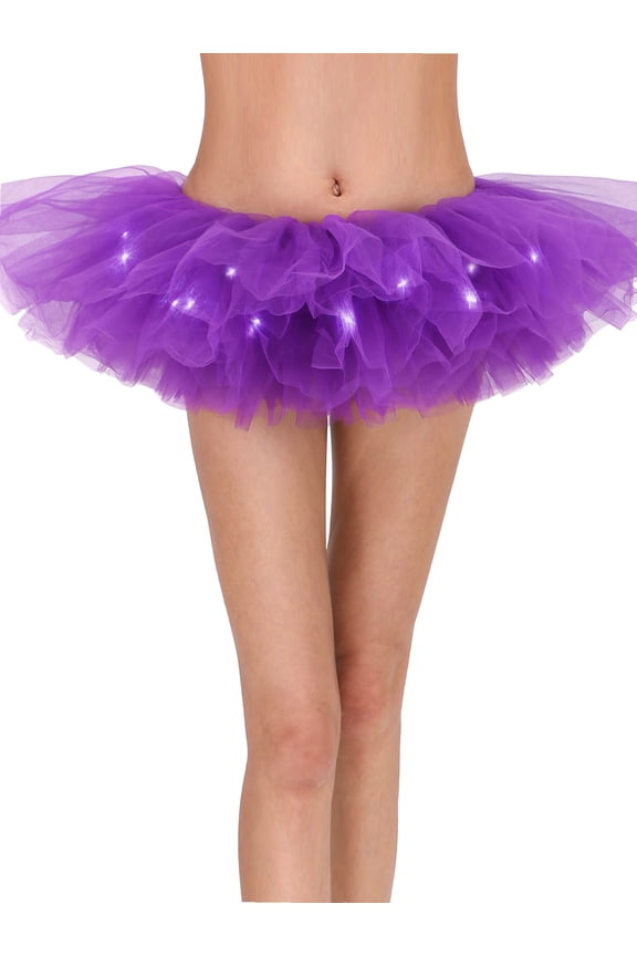 Adult LED Tutu Light Mesh Petticoat Dance Rave Tutu Skirt for 80s Costume Party