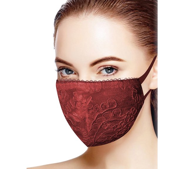 Adult Lace Decorative Face Covering Reusable Breathable Lightweight Mask with Adjustable Ear Loops for Everyday Use