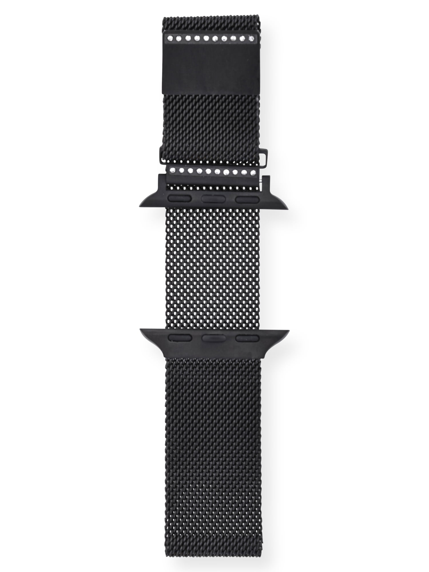 Adult Ladies Black Mesh Magnetic Replacement Strap with Clear Crystals. 38-41MM