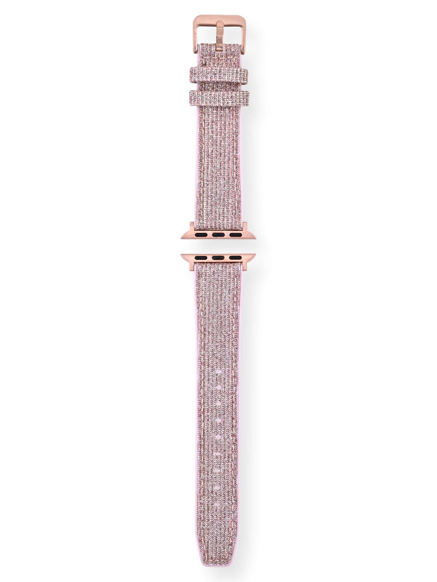 Adult Ladies Blush Gliiter Nylon 2 Pice Silicone Replacement Strap. 38-41MM