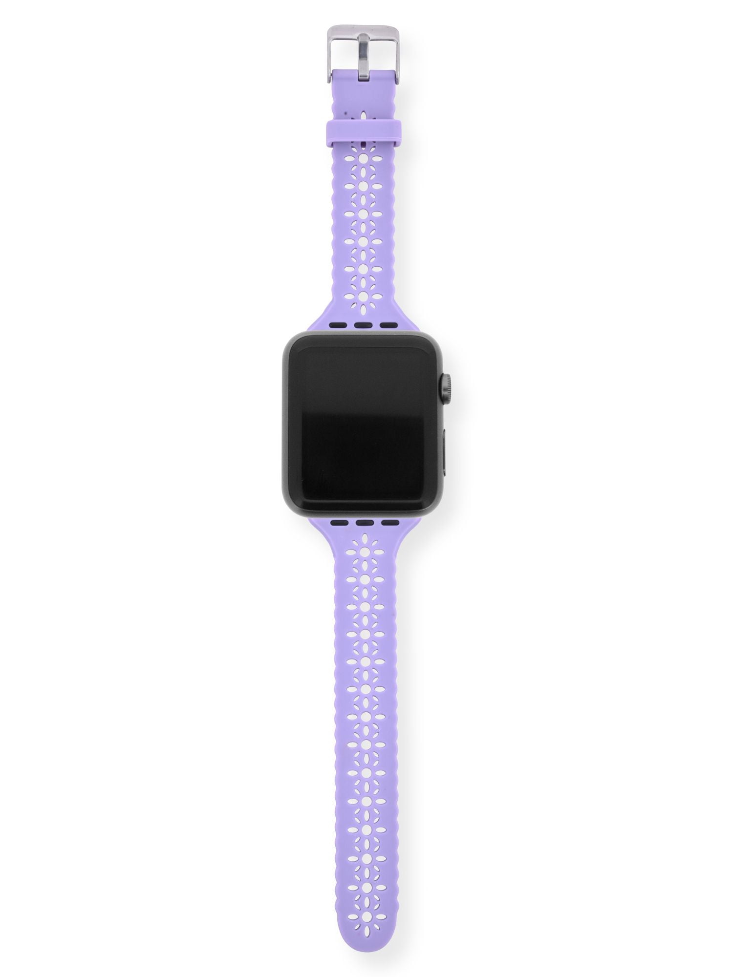 Adult Ladies Lavendar Floral Perforated Silicone Replacement Strap. 38-41MM
