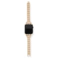 thumbnail image 1 of Adult Ladies Yellow Gold Metal Adjustable Replacement Strap with Clear Crystals With Matching Watch Case Bumper Cover. This 2 Piece Set Is Compatible With Apple Watches Sizes 38- 41 MM., 1 of 5