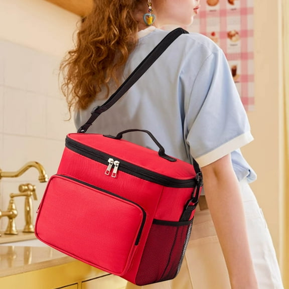 Adult Large Lunch Box Insulated Lunch Soft Cooler Bag, Large Cooler Bag Reusable Lunch Box, Reusable Leakproof Lunch box Tote Bag Organizer with Adjustable Shoulder Strap for Work Picnic Travel