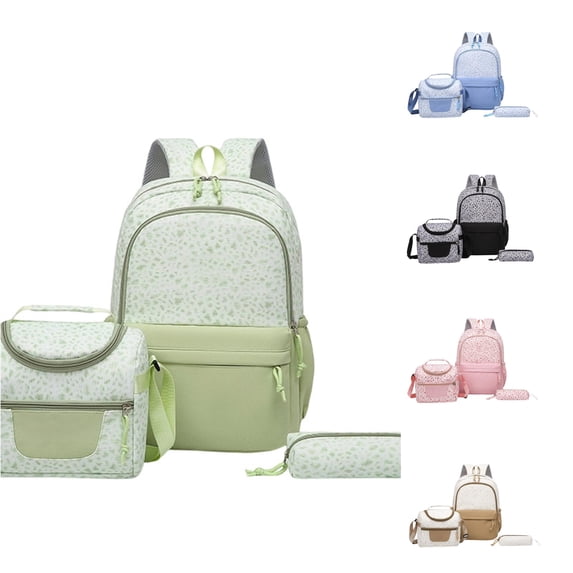 Adult Leopard Print 3-Piece Backpack Set Large Capacity Lightweight Daypack