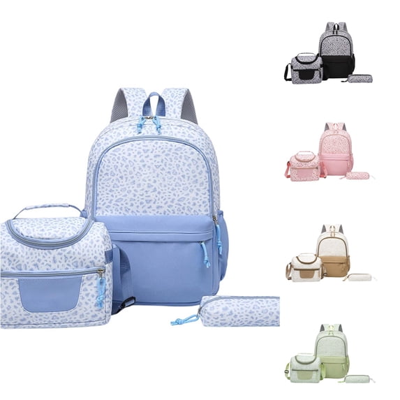 Adult Leopard Print 3-Piece Backpack Set Large Capacity Lightweight Daypack