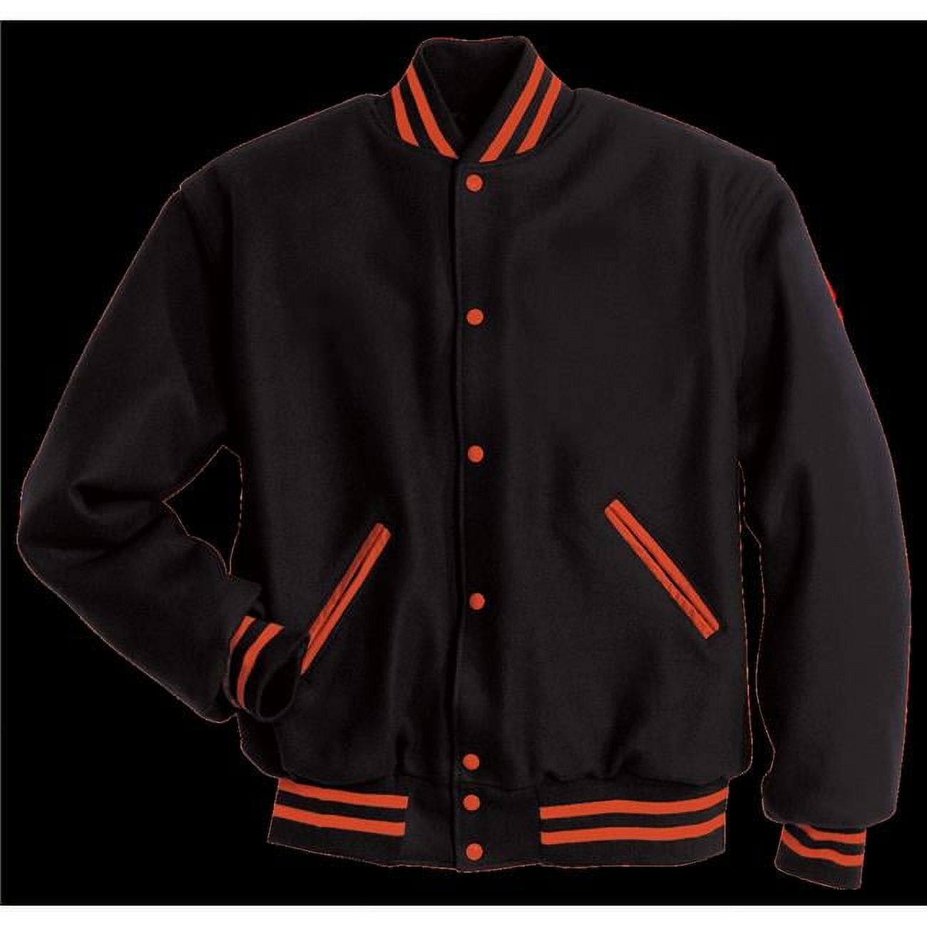 Adult Letterman Jacket Black Burnt Orange Extra Small