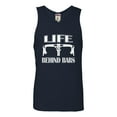 thumbnail image 1 of Adult Life Behind Bars Funny Bike Bicycle Funny Sleeveless Tank Top Cotton T-Shirt, 1 of 1