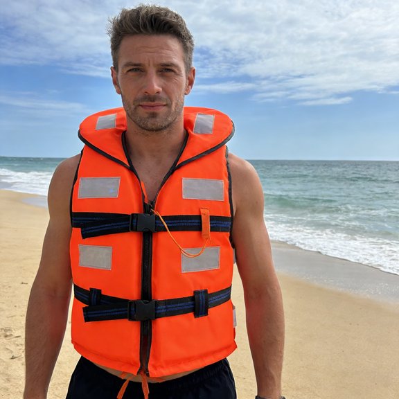 Adult Life Jacket with 2 Reflectors,Kayak Vest,Universal Adult Life Vest,High-Buoyancy,Not Fade,Adjustable,Life Jackets for Sailing Surfing Drifting Water Park,Unisex,Bright Colors,Orange