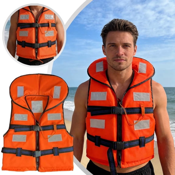 Adult Life Jacket Vest for Boating and Water Sports with High Buoyancy and Whistle