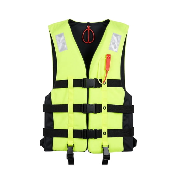 Adult Life Vest Featuring Fluorescent Green Durable Fabric, Lightweight Flotation Device for Kayaking Fishing, Emergency Water Travel Gear