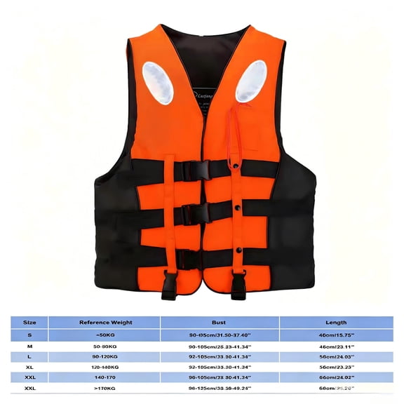 Adult Life Vest, PFD for Boating, Swimming, Watersports, & More, Standard & Oversized Fits Orange S