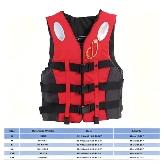 Adult Life Vest, PFD for Boating, Swimming, Watersports, & More, Standard & Oversized Fits Red S
