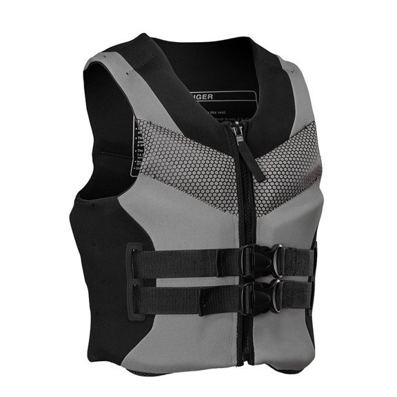 Adult Life Vest, ZzCityTK High Buoyancy Kayak Fishing Ski Vest, Adjustable Nylon Neoprene Water Sports Jacket for Boating Surfing Sailing, Gray