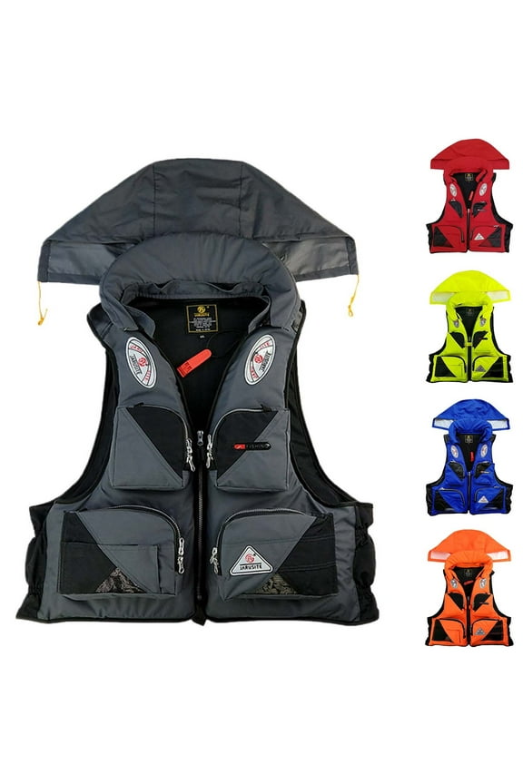 Adult Life Vests Sea Fishing Detachable Jacket Pocket Function Surf Rock Buoyancy Vest Orange Swimming, Boating & Water Sports XL