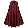 thumbnail image 1 of Adult Long Hooded Cloak Elegant Smooth Cape with Ribbon Tie Full Length Robe for Men Women Vampire Witch Renaissance Cosplay Halloween Festival Costume, 1 of 6