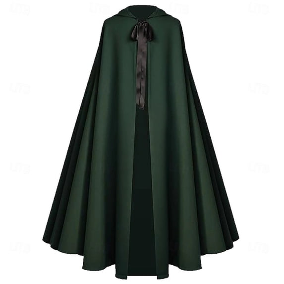Adult Long Hooded Cloak Elegant Smooth Cape with Ribbon Tie Full Length Robe for Men Women Vampire Witch Renaissance Cosplay Halloween Festival Costume