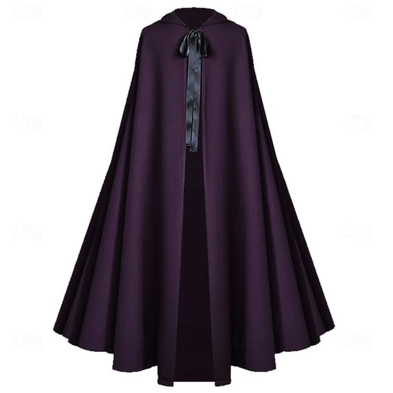 Adult Long Hooded Cloak Elegant Smooth Cape with Ribbon Tie Full Length Robe for Men Women Vampire Witch Renaissance Cosplay Halloween Festival Costume