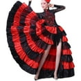 thumbnail image 1 of Adult Long Spanish Flamenco Ruffle Dance Skirt Wear Front Slit Self Tie Up, 1 of 4