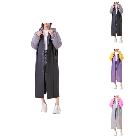 Adult Long Waterproof Rain Poncho Heavy Duty Hooded Raincoat Full Length for Hiking, Camping, Fishing & Outdoor Activities