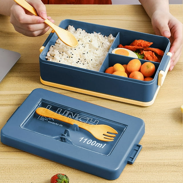 Adult Lunch Box 1100ml 3 Compartments Student Sealed Plastic Lunch Box