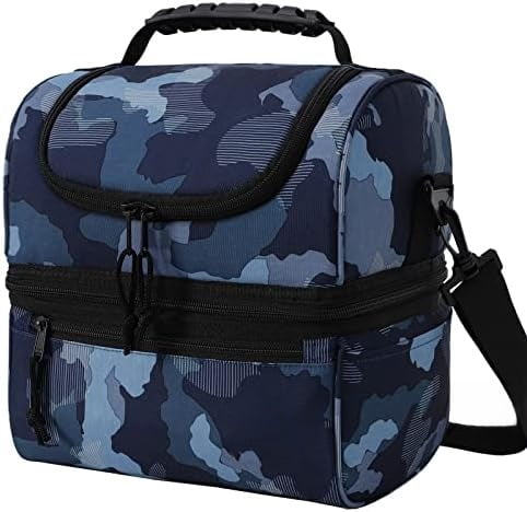 Adult Lunch Box Insulated Lunch Bag Large Cooler Tote Bag for Women, Double Deck Cooler, Camouflage (Large)