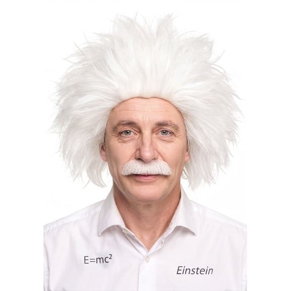 Adult Mad Scientist Costume Wig and Mustache Kit