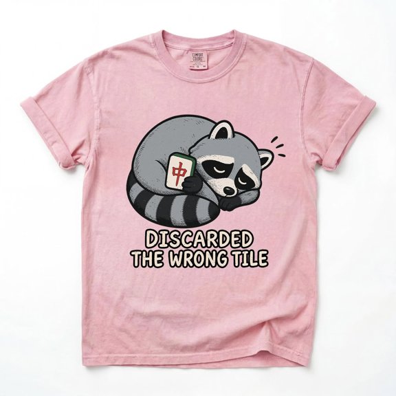 Adult Mahjong Raccoon Discarded the Wrong Tile Graphic T-Shirt