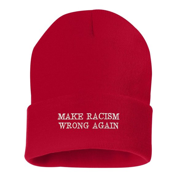 Adult Make Racism Wrong Again Embroidered Cuffed Knit Beanie Cap