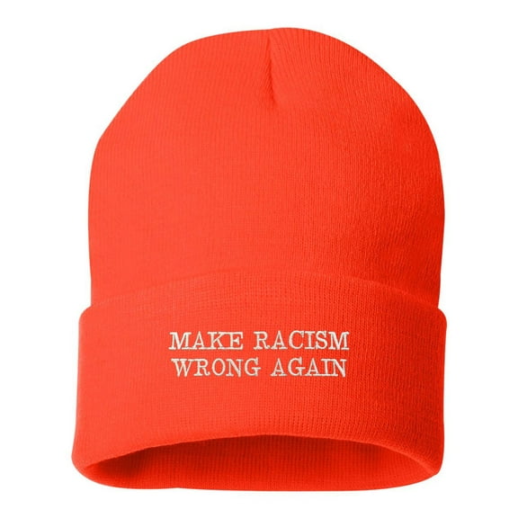 Adult Make Racism Wrong Again Embroidered Cuffed Knit Beanie Cap