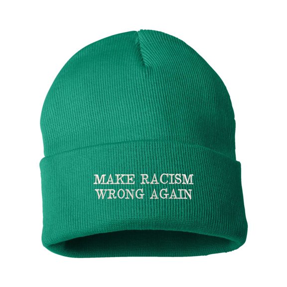 Adult Make Racism Wrong Again Embroidered Cuffed Knit Beanie Cap