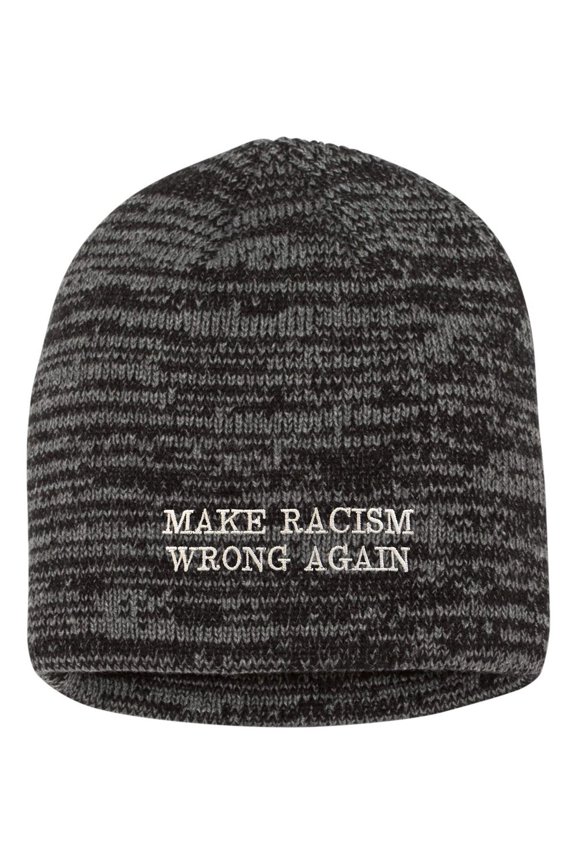 Adult Make Racism Wrong Again Embroidered Marled Knit Beanie Cap
