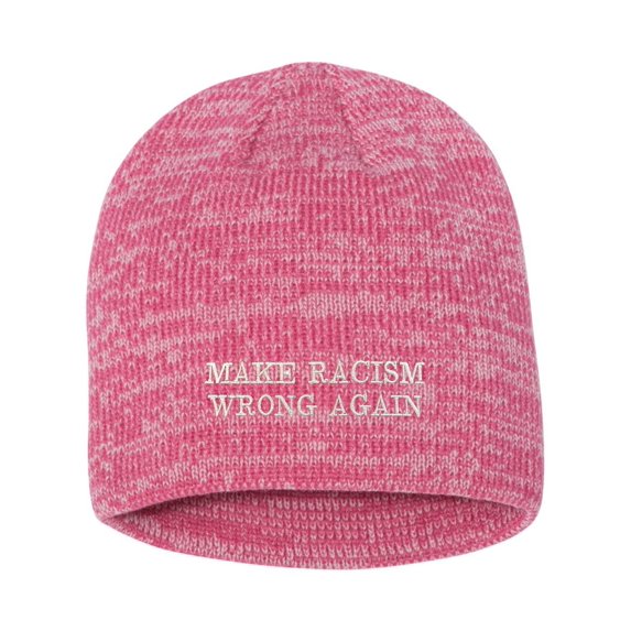 Adult Make Racism Wrong Again Embroidered Marled Knit Beanie Cap