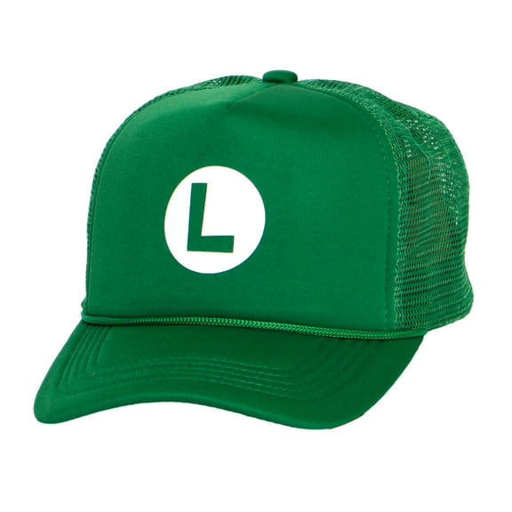 Adult Mario Hat Trucker Cosplay Costume Plummer Bros Cap, Green L