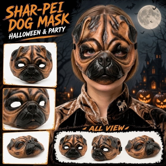 Adult Masquerade Mask, Dog Mask, Halloween Animal Mask, Pet Themed Mask, 8X7 Inch Detailed Dog Breed Mask Perfect for Men and Women for Halloween Party, Masquerade Ball, and