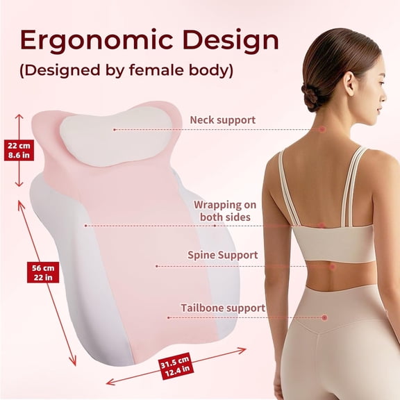 Adult Memory Foam Ergonomic Wedge Prone Pillow, Bed Pillow for Sitting Up, Back, Neck, and Leg Pain Relief, Anti Snoring, Ideal for Massage, Reading, Sleeping, with Removable Washable Cover, Pink